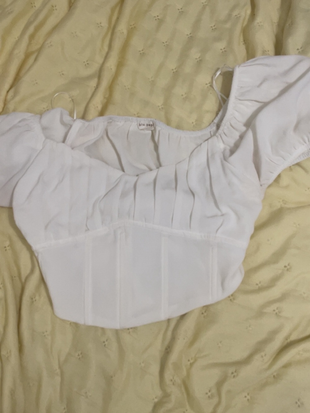 White corset Puff Sleeve Crop Top